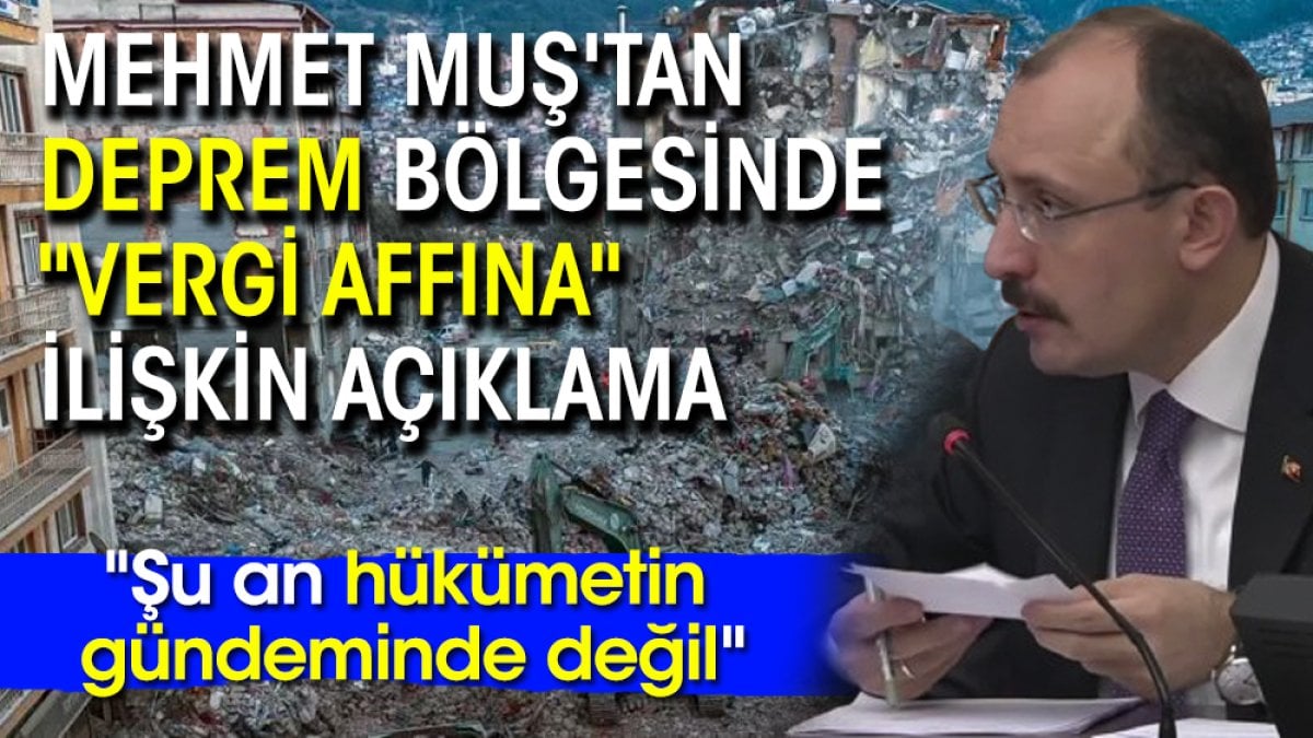 Mehmet Muş’tan deprem bölgesinde “vergi affına” ilişkin açıklama